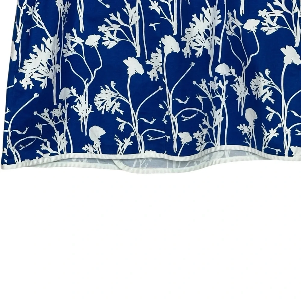 Kate Spade Saturday Blue White Floral Poppy Faux Wrap Dress | 8